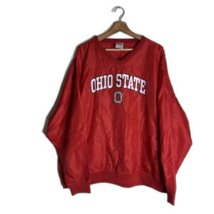 Ohio State Buckeyes Pullover Jacket Mens 2XL Red NCAA Football Big Logo Crewneck